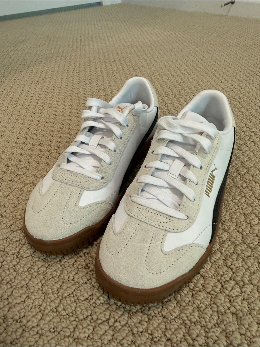 Puma White, Beige & Gum Retro Low-Top Sneakers